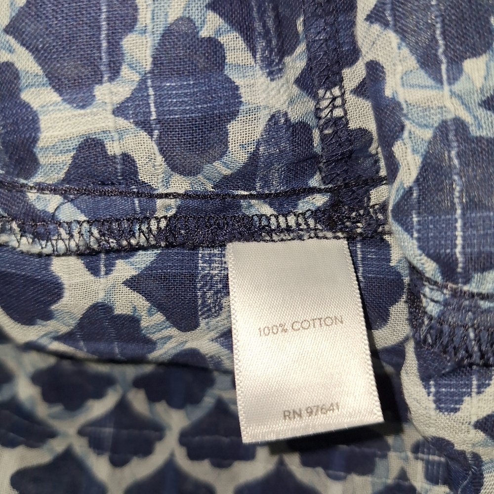 J Jill Blue Button Down Tunic Shirt W/Pockets Semi Sheer Petite Small - Picture 8 of 8